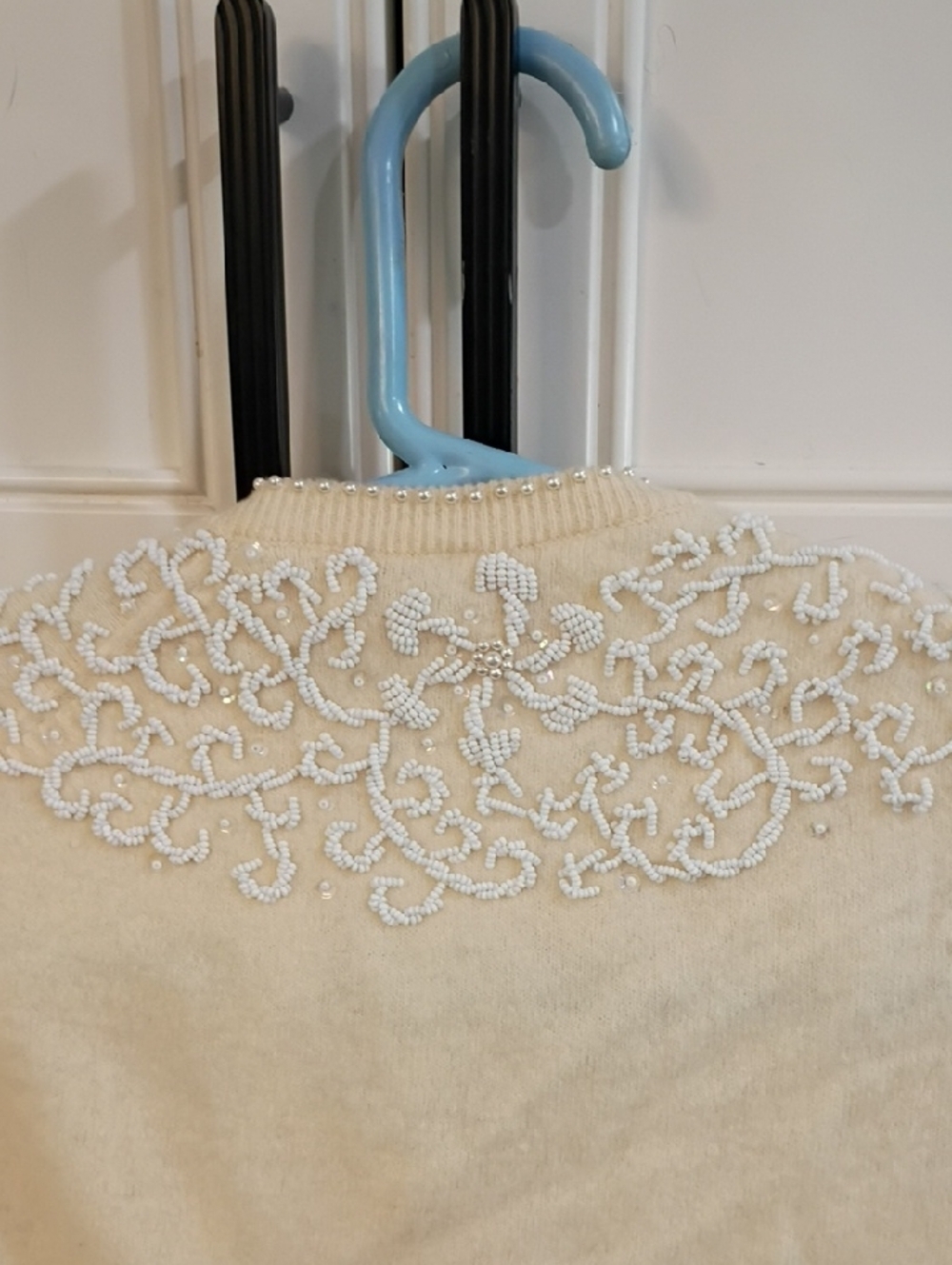 Vintage Cream Beaded Cropped Cardigan - Picture 10 of 11